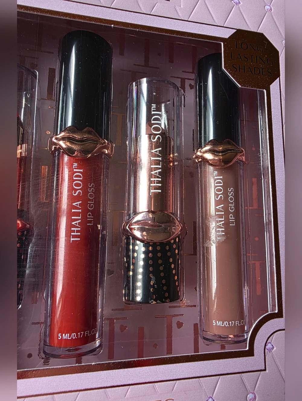 Thalia Sodi Charmed Kisses 2-piece lipstick and 3-piece lip gloss collection.